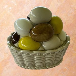 Vintage Armbee San Francisco porcelain egg basket lidded dish